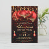 Elegant Red & Gold Baubles kerstfeest Kaart (Staand voorkant)