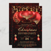 Elegant Red & Gold Baubles kerstfeest Kaart (Voorkant / Achterkant)