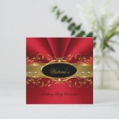 Elegant Red Gold Black Birthday Party Kaart (Staand voorkant)