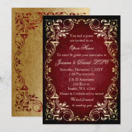 Elegant Red Gold Business Corporate Party Kaart