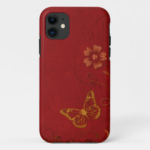 Elegant Red & Gold  Butterflies iPhone 11 Hoesje