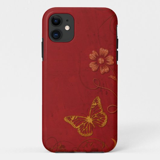 Elegant Red & Gold Butterflies Case-Mate iPhone Case (Achterkant)