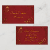 Elegant Red & Gold  Butterflies Visitekaartje (Voorkant / Achterkant)
