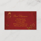 Elegant Red & Gold  Butterflies Visitekaartje (Achterkant)