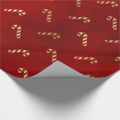 Elegant Red Gold Candy Cane kerst Cadeaupapier (Hoek)