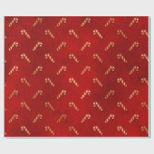 Elegant Red Gold Candy Cane kerst Cadeaupapier (Vlak)