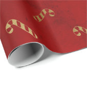 Elegant Red Gold Candy Cane kerst Cadeaupapier (Rol Hoek)