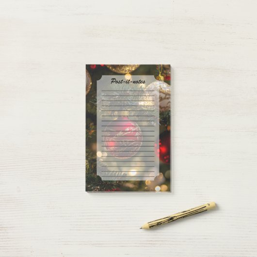 Elegant Red Gold Christmas Holiday Tree Post-it® Notes (Op bureau)