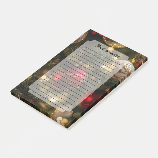 Elegant Red Gold Christmas Holiday Tree Post-it® Notes (Schuin)