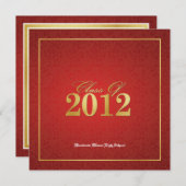 Elegant Red & Gold Class of 2012 Announements Kaart (Voorkant / Achterkant)