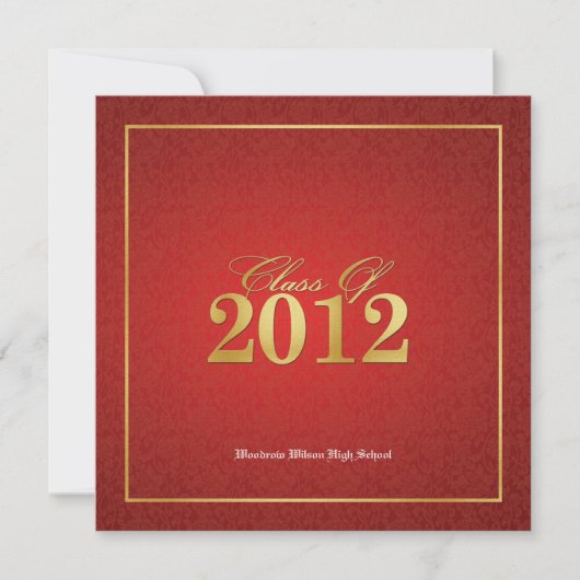 Elegant Red & Gold Class of 2012 Announements Kaart (Voorkant)