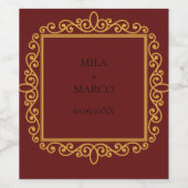 Elegant red Gold Deco Wijnlabel Wijn Etiket (Enkel label)