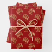 Elegant Red Gold Dragon Wrapping Paper Sheets (In situ)