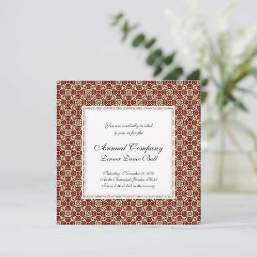 Elegant Red, Gold en Black Oriental Damask Kaart (Staand voorkant)