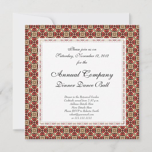 Elegant Red, Gold en Black Oriental Damask Kaart (Achterkant)