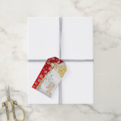 Elegant Red, Gold en White Kerstmis Cadeaulabel (Met Touw)