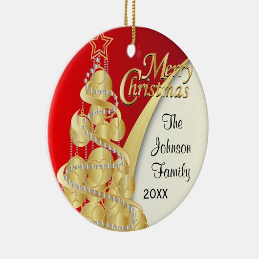 Elegant Red, Gold en White Kerstmis | DIY-foto Keramisch Ornament (Rechts)