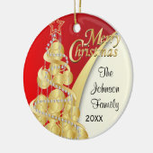 Elegant Red, Gold en White Kerstmis | DIY-foto Keramisch Ornament (Links)