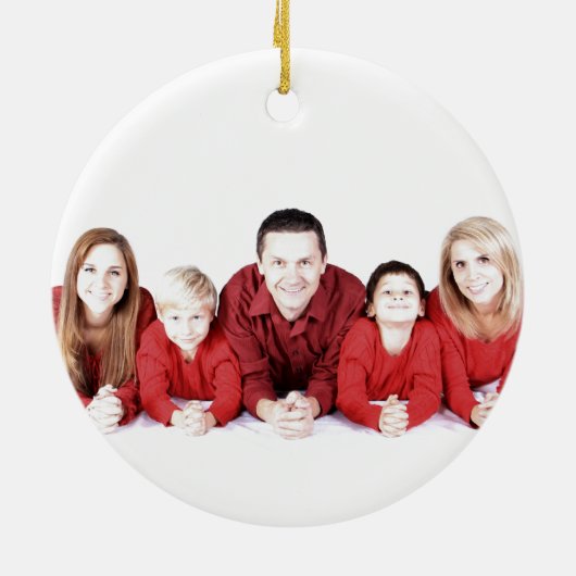 Elegant Red, Gold en White Kerstmis | DIY-foto Keramisch Ornament (Achterkant)