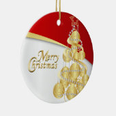 Elegant Red, Gold en White Kerstmis | DIY-foto Keramisch Ornament (Rechts)