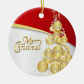 Elegant Red, Gold en White Kerstmis | DIY-foto Keramisch Ornament (Voorkant)