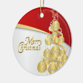 Elegant Red, Gold en White Kerstmis | DIY-foto Keramisch Ornament (Links)