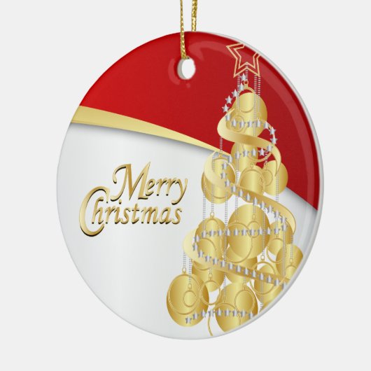 Elegant Red, Gold en White Kerstmis | DIY-foto Keramisch Ornament (Links)