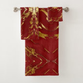 Elegant Red Gold Faux Marmer  Bad Handdoek (Insitu)