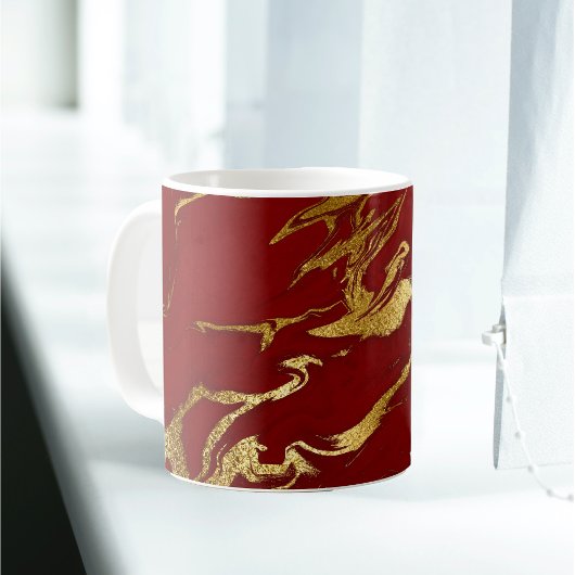 Elegant Red Gold Faux marmer kerst Koffiemok