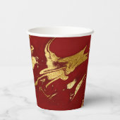 Elegant Red Gold Faux marmer kerst Papieren Bekers (Achterkant)
