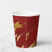 Elegant Red Gold Faux marmer kerst Papieren Bekers (Rechts)