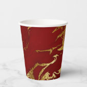 Elegant Red Gold Faux marmer kerst Papieren Bekers (Voorkant)