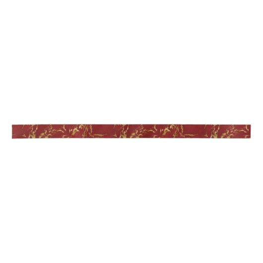 Elegant Red Gold Faux marmer kerst Satijnen Lint (Voorkant)