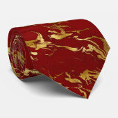 Elegant Red Gold Faux marmer kerst Stropdas (Opgerold)