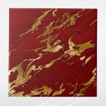 Elegant Red Gold Faux marmer kerst Tegeltje<br><div class="desc">Elegant Red & Gold Marble Pattern</div>