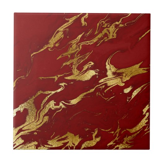 Elegant Red Gold Faux marmer kerst Tegeltje (Voorkant)