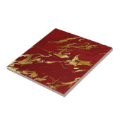 Elegant Red Gold Faux marmer kerst Tegeltje (Zijkant)