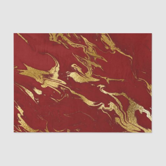 Elegant Red Gold Faux marmer kerst Tissuepapier (Voorkant)