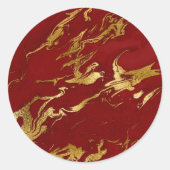 Elegant Red Gold Faux Marmer Ronde Sticker (Voorkant)