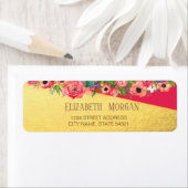 Elegant Red, Gold Floral Address Label (Insitu)