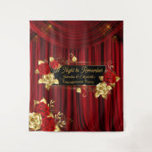 Elegant Red & Gold Floral Engagement Backdrop  Wandkleed (Voorkant)