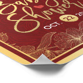 Elegant Red Gold Floral Lijst Baby shower Welkom Poster (Hoek)