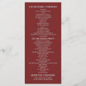 Elegant Red & Gold Floral Lijst Wedding Programme Programmakaart (Achterkant)
