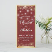 Elegant Red & Gold Floral Lijst Wedding Programme Programmakaart (Staand voorkant)