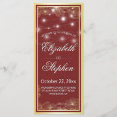 Elegant Red & Gold Floral Lijst Wedding Programme Programmakaart (Voorkant)