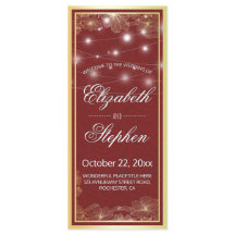 Elegant Red & Gold Floral Lijst Wedding Programme