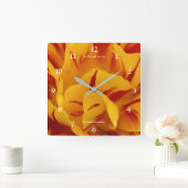 Elegant Red Gold Floral Monsella Tulip Vierkante Klok (Huis)