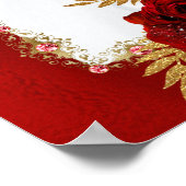 Elegant Red Gold Floral Wedding Monogram Poster (Hoek)