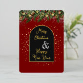 Elegant Red Gold Foil Christmas New Year  Folie Feestdagenkaart (Staand Voorkant)