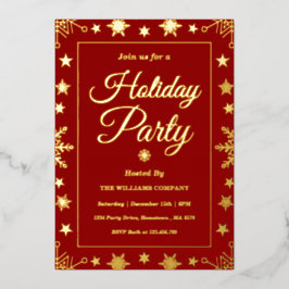 Elegant Red Gold Foil Corporate Holiday Party Folie Uitnodiging